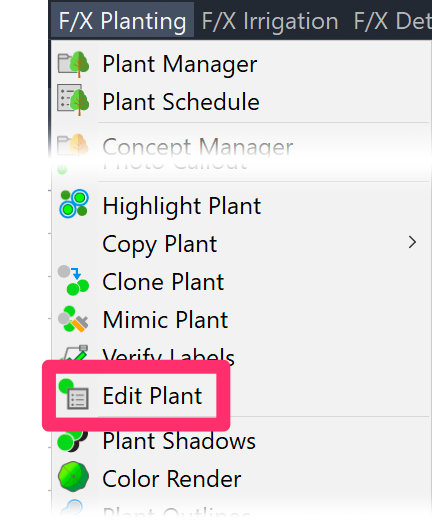 F/X Planting menu